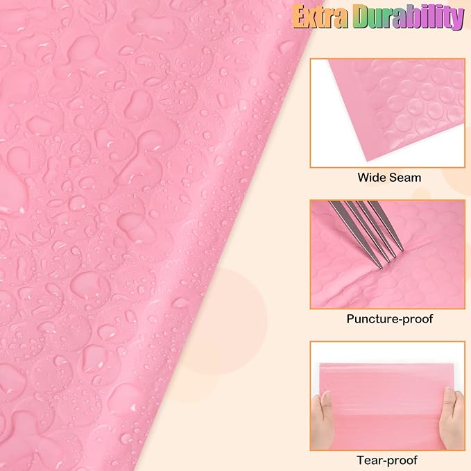 8.5 x 12 Inch Pink Bubble Mailers 30 Pack, Self-Seal Poly Padded Envelope, Waterproof Shipping Bags for Small Business