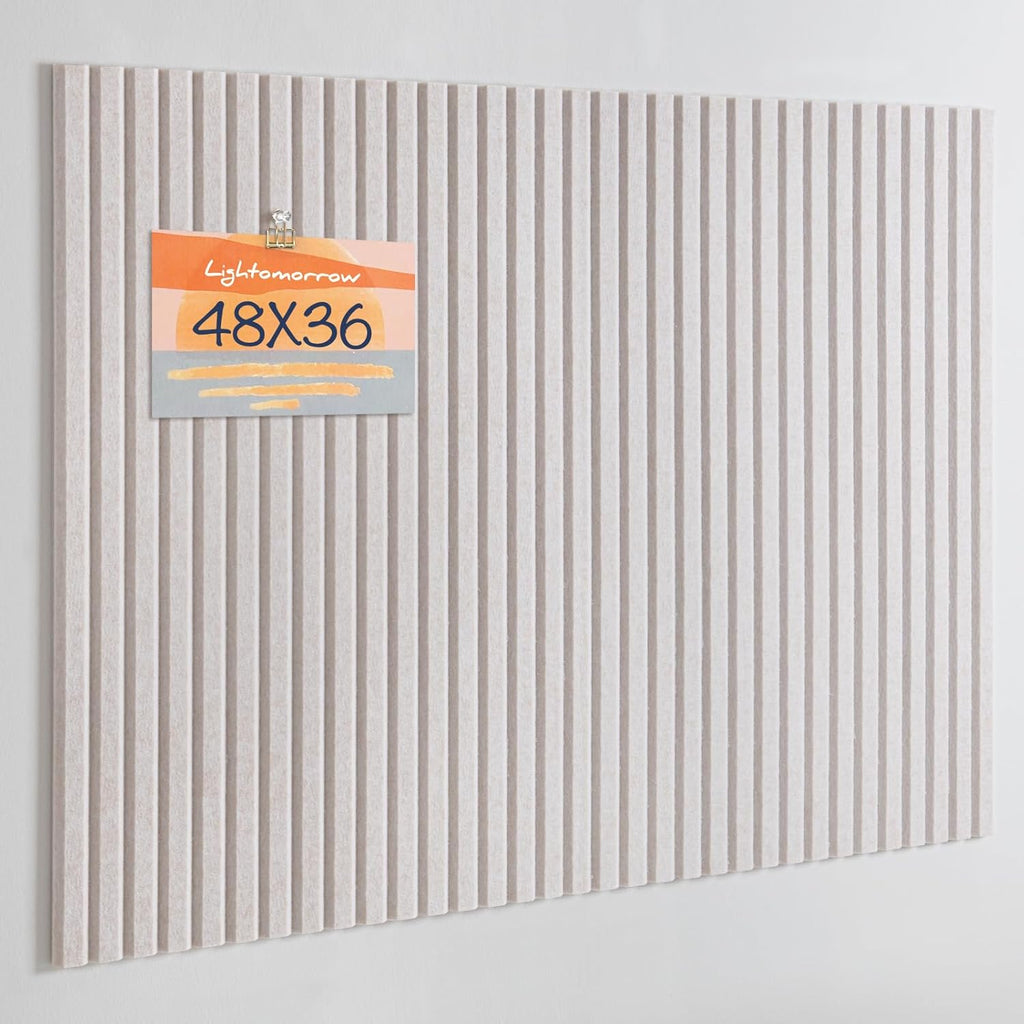 Large Bulletin Board, 48 x 36 inches Felt Board Decorative Pin Board, 4' x 3' Cork Board Alternative for Wall, Foldable Photo Board with 20 Pushpins - Oatmeal Stripes