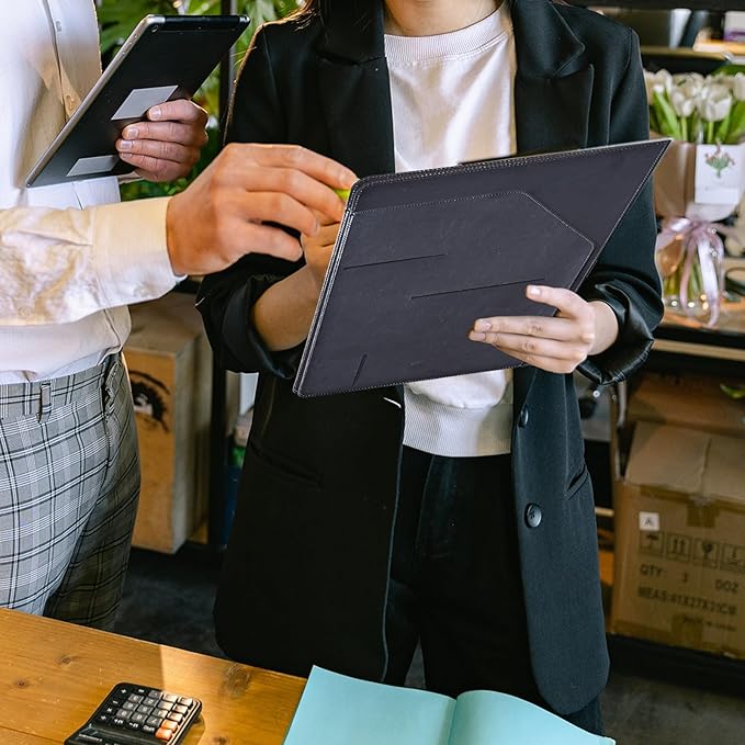 Padfolio Folder with Clipboard,Portfolios Organizer Clipboards with Storage Clipboard Writing Pad PU Leather Conference Document Organizer with Business Card Holder,Moon Wolf