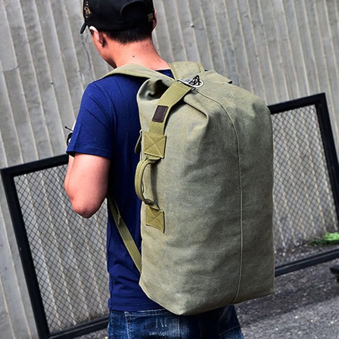 Military Duffel Bag Top Load Double Strap Canvas Backpack Army Travel Big Size