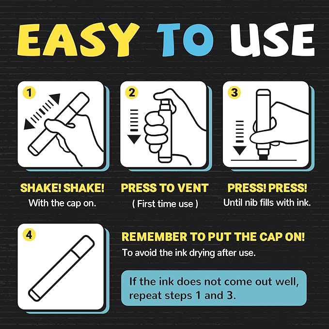 Window Chalk Markers for Glass Washable, 10 Colors Jumbo Liquid Chalk Marker with 10mm 3 in 1 Nib Thick Wide Tips, Big Chalkboard Markers, Car Paint Pen for Auto, Bistro, Mirror, Poster, Blackboards