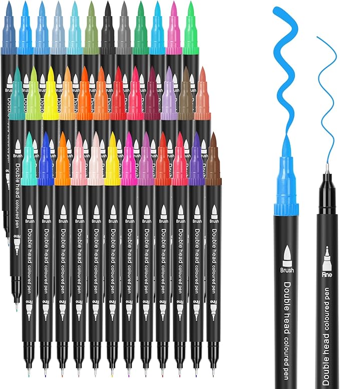 SMOOTHERPRO 36 Acrylic Paint Pens, Brush Tip (1-2mm) and 0.4mm Fineliner, Waterproof Acrylic Paint Markers for Adults Fabric Markers for Textile, Canvas, Rock, Glass, Wood, Paper, Pumpkin, DIY
