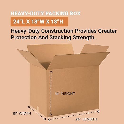 AVIDITI Heavy-Duty 24" x 18" x 18" Single Wall Cardboard Boxes (10-Pack) | Large Corrugated Boxes For Shipping, Packaging, Moving, Storage Box for Home or Business, Strong Wholesale Bulk Boxes
