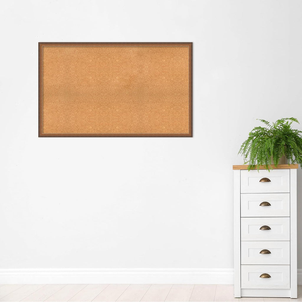 Amanti Art Natural Cork Board for Wall, 32x52 Vision Board with Bronze Frame, Oversize Corkboard Office Decor for Home Organization, Modern Corkboard Pinboard to Display Items for Home Organization