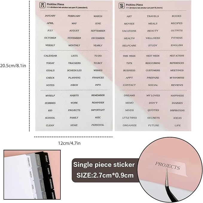 DY.2ten White Binder Dividers for 6-Holes Ring Binder, 1/7 Cut Tabs, A5 Size, Sturdy Plastic Dividers with 7 Tabs for School Office Home, 2 Sets, 14 Dividers, 2 Tab Stickers.