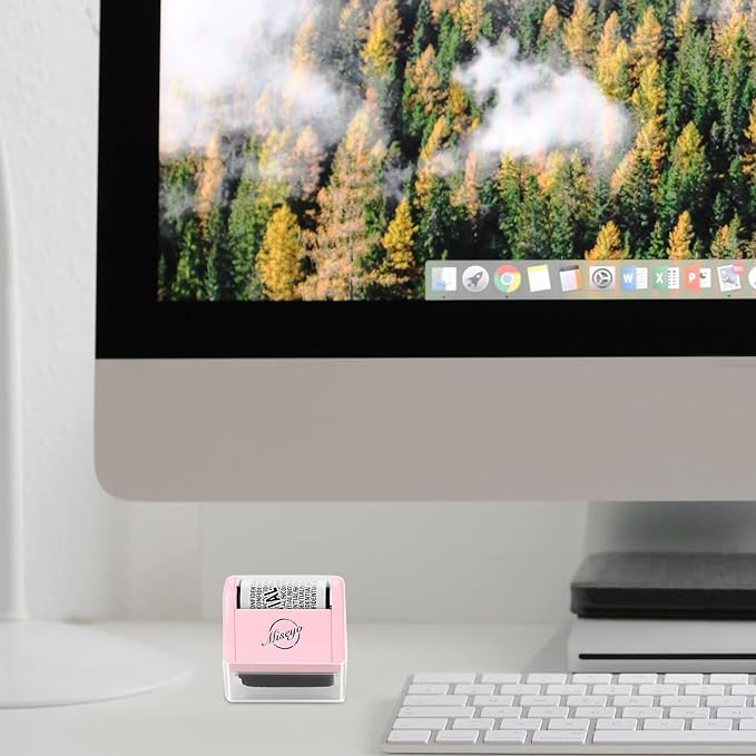 Miseyo Wide Roller Stamp Identity Theft Stamp 1.5 Inch Perfect for Privacy Protection,Anti-Theft Security Confidential Easy for Guard Personal Information Blockout - Pink