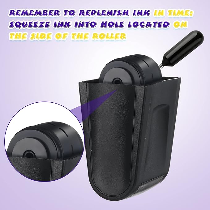 Sherr 2 Handwriting Line Stamp Roller Dashed Handwriting Lines Practice Roller Stamp for Kids, Teachers Kindergarten Education Classroom Back to School Need(2.72 x 2.44 x 1.54 Inch,Purple, Black)