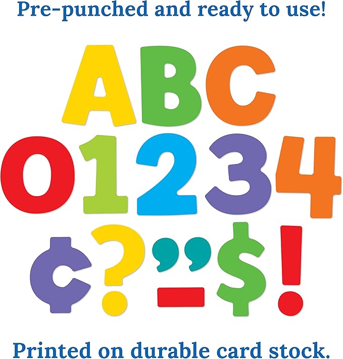 Carson Dellosa 219pc Color Pop Bulletin Board Letters, 4" Letters & Numbers Bulletin Board Decorations, Letters for Wall Decor, White Board, Bulletin Board, Cork Board, Letter Board, Classroom Decor