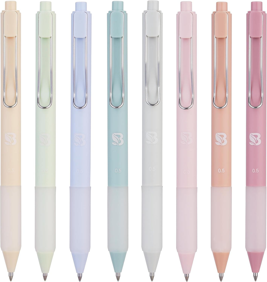 BLIEVE - Gel Pens Matte Finish, Smooth Writing, No Bleed - For Journaling, Bible Notes, Drawing - Cute School Supplies, 8 Pack (Pastel)