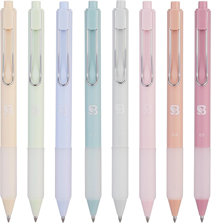 BLIEVE - Pastel Colored Gel Pens With Cool Matte Finish, Aesthetic and Cute Pens With Smooth Writing For Journaling And Bible Note Taking No Bleed Through, Cute School Supplies 8 Pack