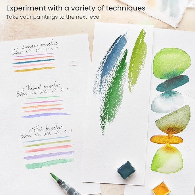 ARTEZA Detail Paint Brushes, Set of 15, Fine Detail Brush Set for Miniature Models and Canvases