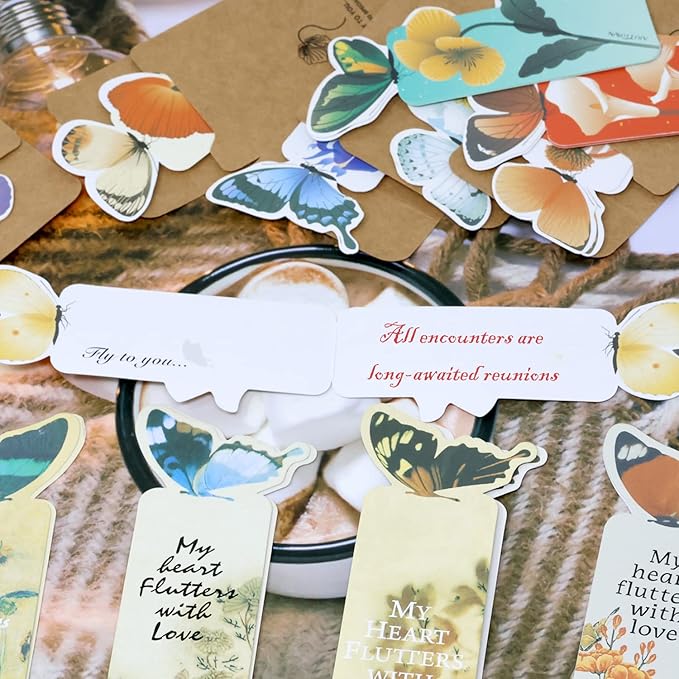 Honbay 28PCS Cute Butterfly Bookmark Paper Butterfly Book Page Markers for Students Reading Present Office Stationery or Classroom Gifts (14 Styles)