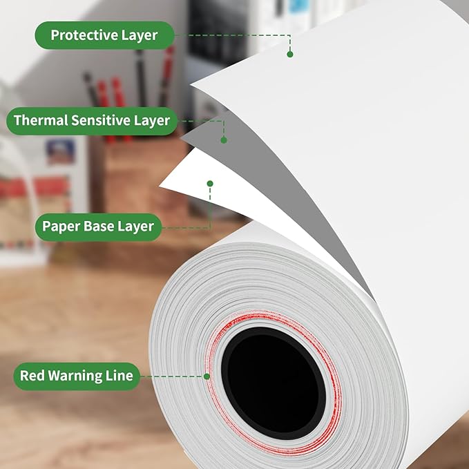 (100 rolls) 2 1/4" x 50' feet Thermal Paper, POS Cash Register Receipt Rolls, Receipt Paper, Fits All POS Cash Registers