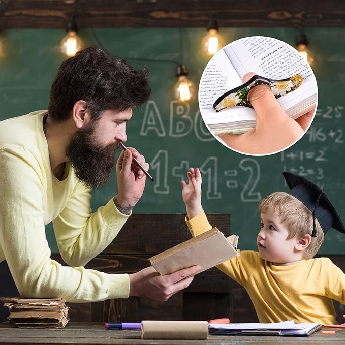 SKYNEO Book Page Holder, Thumb Book Page Holder, Dried Flowers for Resin Page Holder, Book Reader Reading Accessories for Teachers Gift and Bookworm Gifts, Gifts for Book Lover - Black