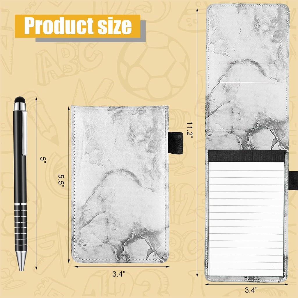 Outus 10 Pcs Pocket Notebook with Pen Set Included Mini Pocket Notepad Holder with 50 Lined Sheets, Metal Pen, 8 Pcs 3 x 5 Inch Memo Book Refills, 30 Lined Paper Per Note Pad (Marble Color)