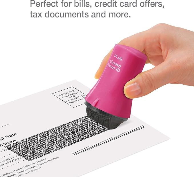 Guard Your ID Wide Advanced Roller 2.0 Identity Theft Prevention Security Stamp Pink