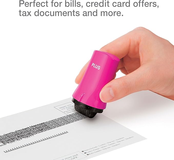 Guard Your ID Security Stamp Pink Wide Roller 2 Piece Kit Blockout Address Cover Faster Alternative to Shredder