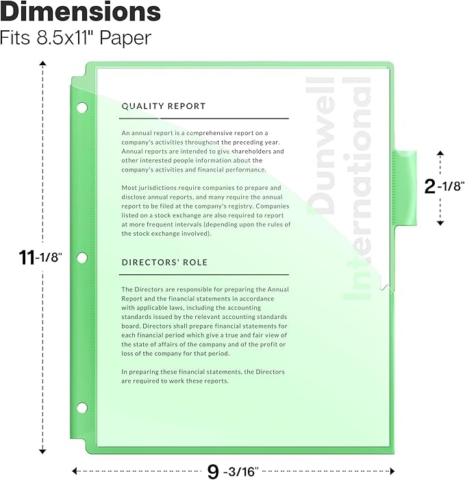 Dunwell 5-Tab Dividers with Pockets for 3-Ring Binder (3 Sets, 15 Count), Plastic Binder Dividers with Tabs and 2 Pockets, Binder Pocket 3 Hole Punched for 8.5x11 Paper, Includes Label Inserts