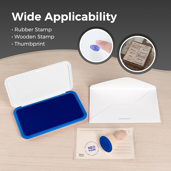 Large Stamp Pad - 3.50"x 6.25", Magnetic Lid, Premium Quality Felt Stamp Pad (Blue)