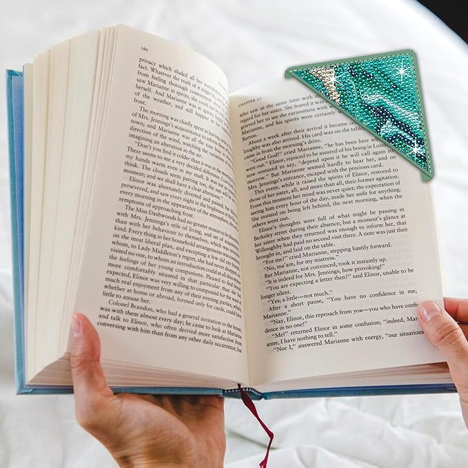 Diamond Art Painting Bookmarks,8Pcs DIY Cute Diamond Art Kits for Adults, Corner Bookmarks Small Crafts Kit for Women Book Lovers (Ocean)