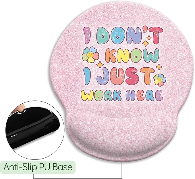 Pink Ergonomic Mouse Pad with Wrist Rest, Funny Gaming Mousepad Wrist Support with Non-Slip Pain Relief PU Base, Cute Computer Mouse Pads for Desk Pink Office Desk Accessories Decor Supplies