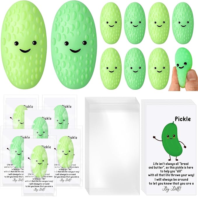 HyDren Christmas Emotional Stress Ball Gifts Bulk Cute Pickle Squeeze Mini Stress Relief Ball Gift Employee Appreciation Gifts Inspirational Cards Students