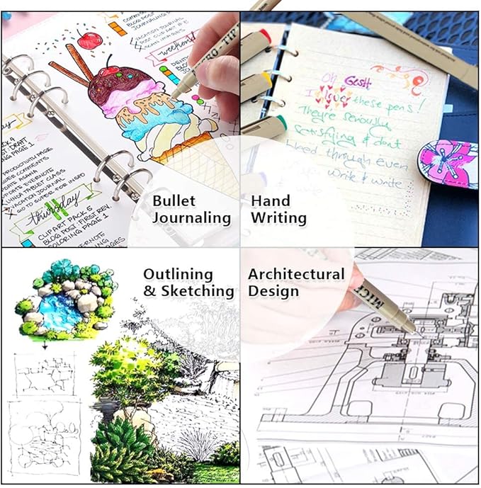 Shuttle Art 18-Pack Micro-line Pens - 11 Waterproof Archival Ink Colors in 0.3MM Felt Tip & 7 Blacks in 0.15-0.5MM For Journaling, Illustrating & Drawing