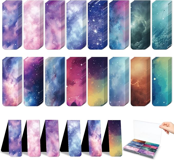 48 Pieces Magnetic Bookmarks Magnet Page Markers - Book Marks for Reading Women & Men with Storage Boxes - Cute Magnet Bookmark Clips for Reading Pleasure（Stars）