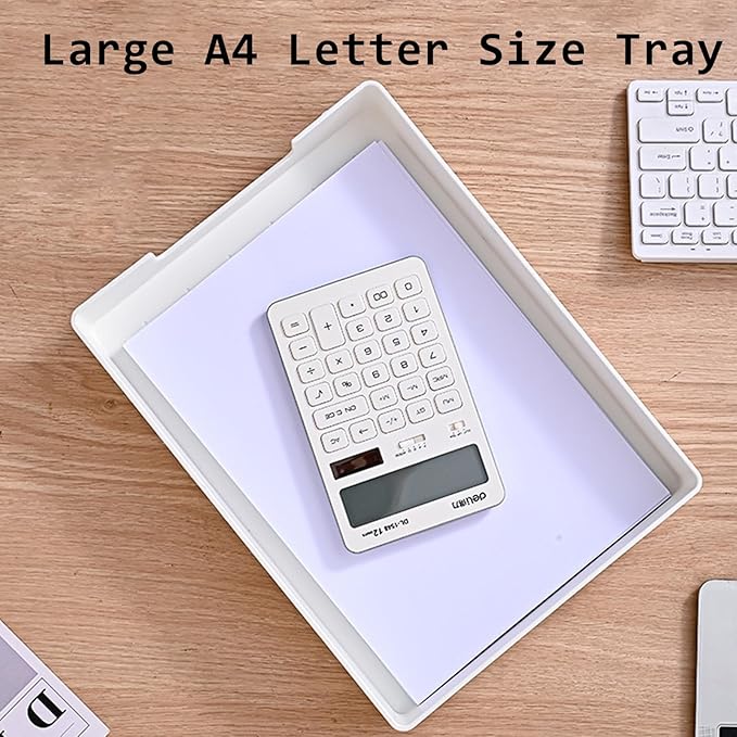 Paper Tray, 2pc Letter Tray, Paper Organizer for Desk, Stackable Front-Load A4 Paper File Folder Magazine Storage Holder, Drawer Organizer, Office Desktop Accessories Workspace Document Organizer