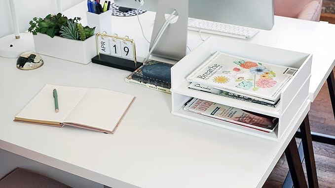 Victor W1154 Pure White Stacking Letter Tray