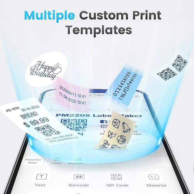 POLONO Genuine Thermal Labels for PM220S Label Makers, 1.57"x1.18" (40x30mm) Thermal Label, Waterproof, Multi-Purpose Self-Adhesive Labels for Small Bussiness, Office, School, 230 Labels/Roll (Pink)
