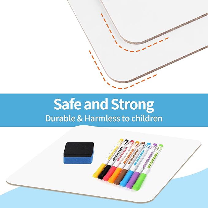 2 PC Small White Board Dry Erase Classroom Pack Boards 9" x12” Personal Whiteboards for Students Teachers School Supplies Lapboards,with Whiteboard Erasers Incl and Colors Pens