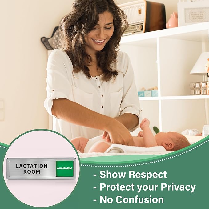 Lactation Room Door Sign with Slider, Do Not Disturb Privacy Office Sign, In Use/Available Acrylic Sliding Indicator for Business Hospital Home, Brushed Silver 8" x 2.6"