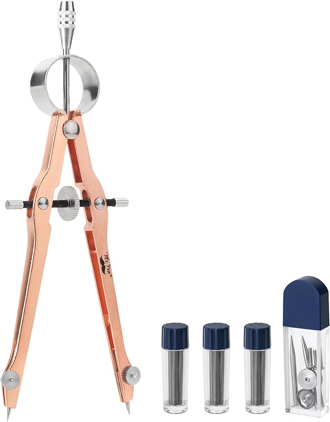 Mr. Pen Professional Geometry Compass - Rose Gold, Metal with Lock, Drawing & Drafting Compass - Extra Leads Included