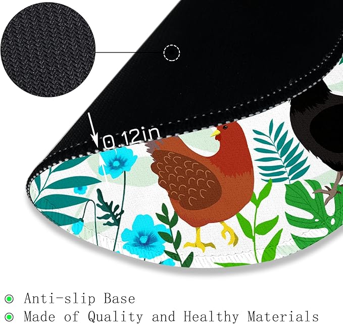 Gctriki Chicken Round Mouse Pad for Desk, Cute Office Decor for Women, Stitched Edge Non-Slip Rubber Base, Personalized Small Computer Mouse Pads for Gaming Laptop Computer, Funny Desk Accessories