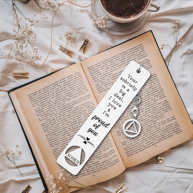 Sobriety Gift for Women Men, Proud of You Sobriety Bookmark, Alcoholics Addiction Stay Clean and Sober Bookmark, Inspirational Christmas Graduation Gifts-DB13