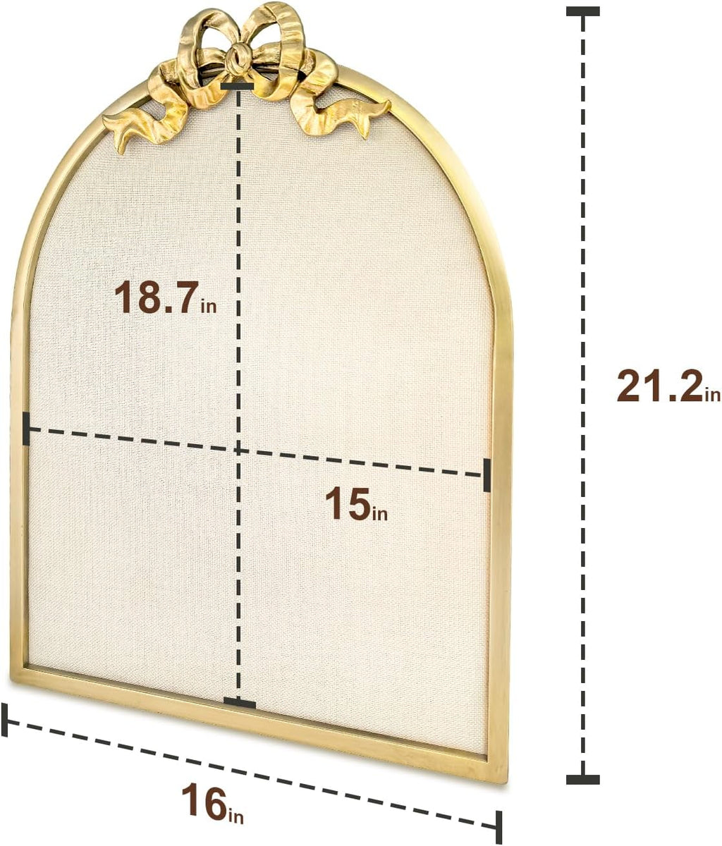 Vintage Arched Linen Cork Board with Gold Bowknot – Decorative Bulletin Board for Walls, Iron Frame Pin Board for Notes, Photos & Reminders, Elegant Vision Board for Home & Office 16"x21"