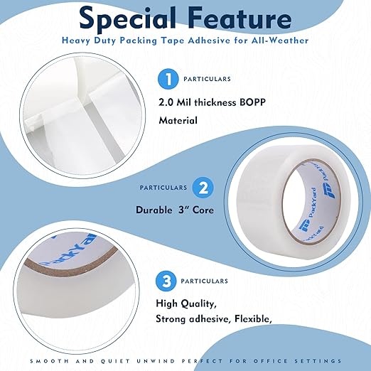 Packing Tape Refill 36 Rolls Heavy Duty Sealing Great for Packing Box Shipping and Moving Supplies Packaging 1.88" x 65 Yards 3" Core 2.0 Mil Thick