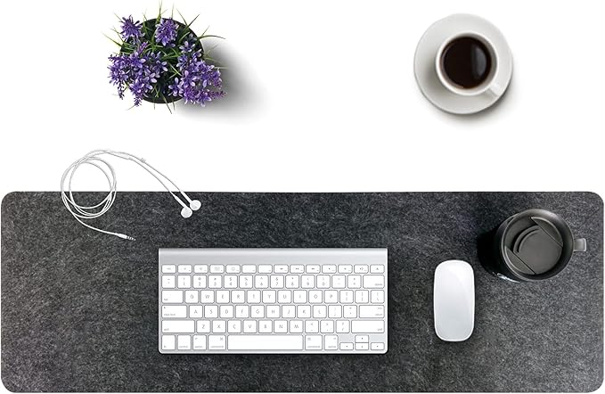 Felt Desk Mat | Computer Mat for Desk(36x12Inches) | Large Felt Mouse Pad and Keyboard Mat | Desk Protector for Office | Dark Gray