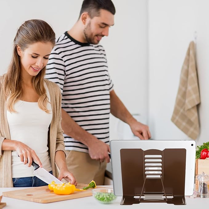Metal Book Stand - Adjustable Book Holder for Reading (Full Brown)