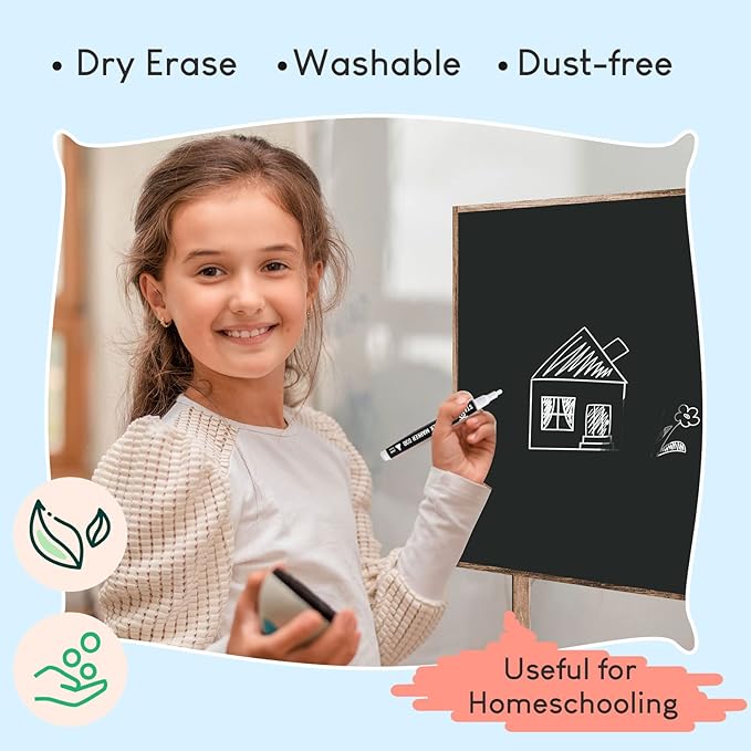 Stationery Island Liquid Chalk Pens White Markers for Blackboards Dry Erase Chalk Marker Pens Wipeable for Chalkboard, Window, Glass, Signs and Mirrors - 3mm Fine Bullet Nibs (White Pack of 4)