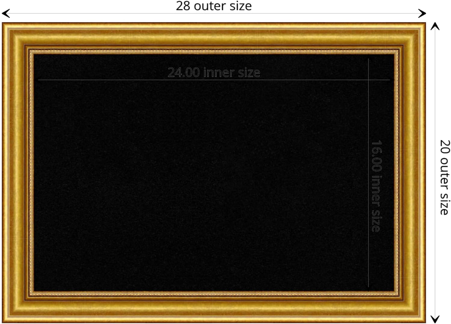 Amanti Art Black Cork Board for Wall, 20x28 Vision Board with Gold Wood Frame, Medium Corkboard Office Decor for Home Organization, Traditional Corkboard Pinboard to display items for home