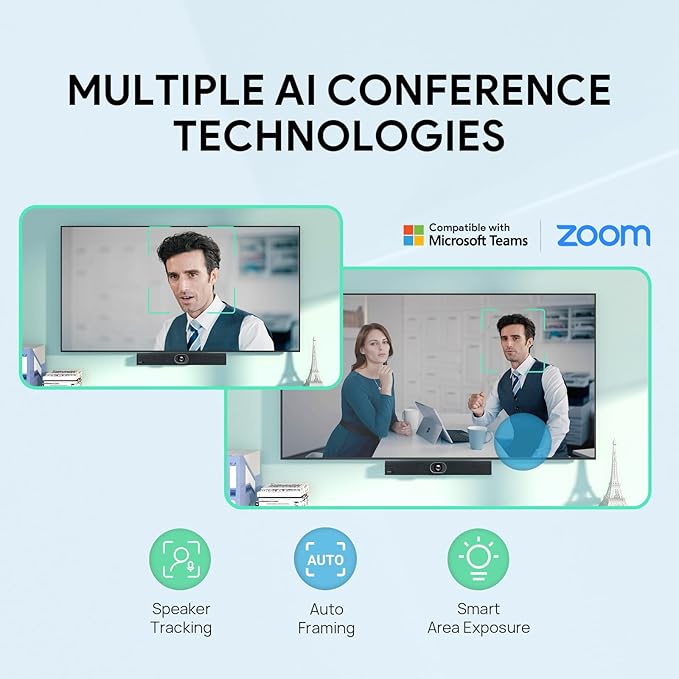 Yealink UVC40 E2 USB Conference Room Camera System 4K Video Conference Camera 120° Wide-Angle Lens 8 Microphone 5W High-Fidelity Speaker Auto Framing Speaker Tracking Compatible with Microsoft, Zoom