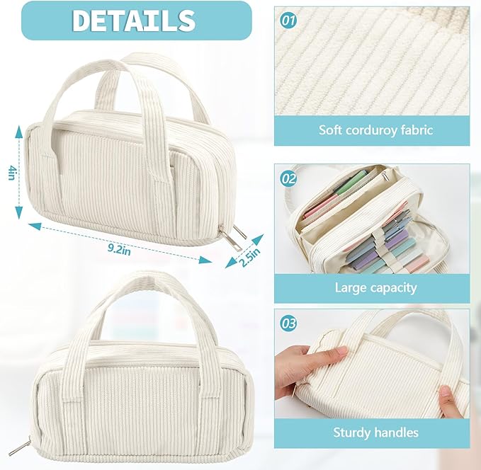 Jutom 39 Pcs Aesthetic Book Annotation Kit Pencil Case Bag with Highlighter Gel Pen 700 Sheets Transparent Sticky Notes Pads Index Tab Bible Study Supplies for School(White,Classic Style)