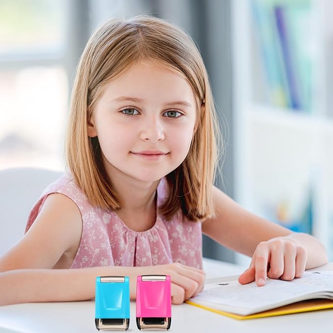 Sherr 2 Handwriting Line Stamp Roller Dashed Handwriting Lines Practice Roller Stamp for Kids, Teachers Kindergarten Education Classroom Back to School Need(2.72 x 2.44 x 1.54 Inch,Blue, Pink)