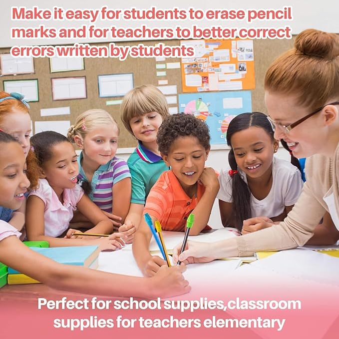 Sukh Cap Erasers for Pencils Pulk - Pencil Top Erasers Cap Erasers Toppers for Latex Free Assorted Colors School Supplies for Teachers Sudents Classroom Home and Office (Pack of 100)