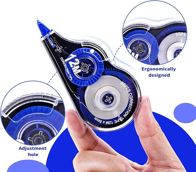 Correction Tape, 10 Pack Correction Tape Easy To Use Applicator for Instant Corrections, 39 ft Each Correction Tape for Study Supplies and Office Products (Blue)