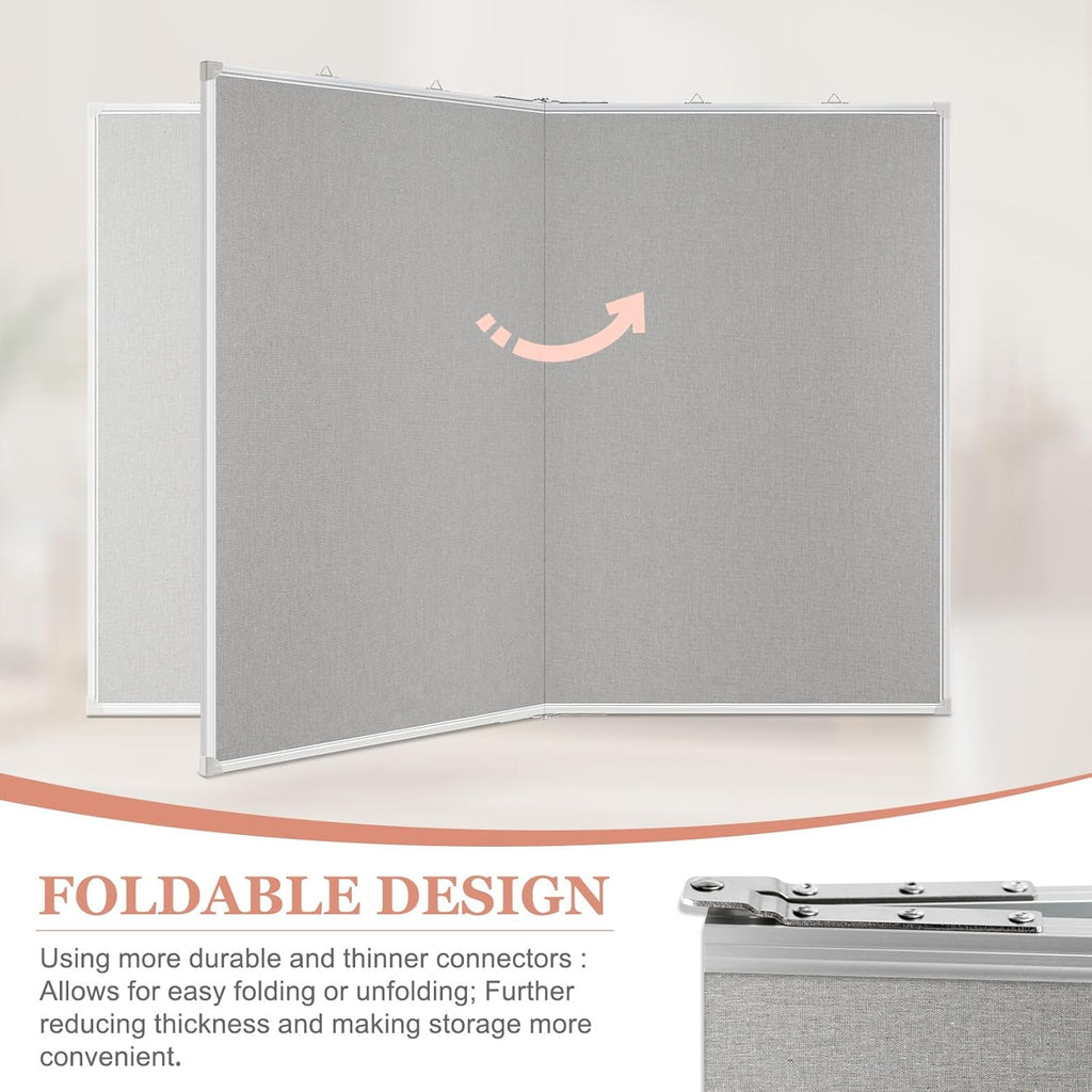 Double-Sided Large Cork Board with Linen, 60" x 40" Foldable Hanging Aluminum Framed Bulletin Board, Vision Board Pin Board Corkboards for Walls, Office, School Decor, 20 Pushpins