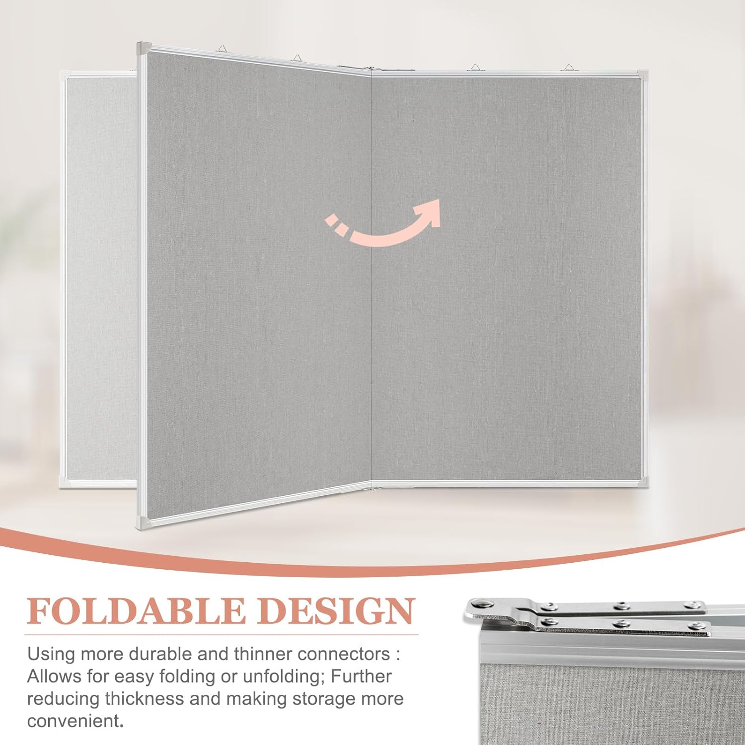 Double-Sided Large Cork Board with Linen, 48" x 36" Foldable Hanging Aluminum Framed Bulletin Board, Vision Board Pin Board Corkboards for Walls, Office, School Decor, 20 Pushpins