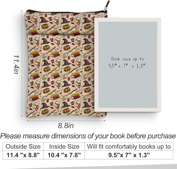 Magic Stuff Magic Owl Book Sleeve Book Cover Book Lovers Gifts Book Club Gifts Wizard Book Protector Book Gifts for Readers Women Her Magic Movie Fans Bibliophile Bookworm Graduation Birthday Gifts
